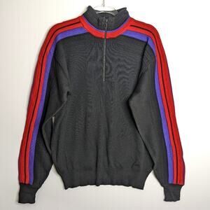 Meister Vintage 80's Sweater Apres Ski 1/4 Zip Mock Neck Men's Unisex XL